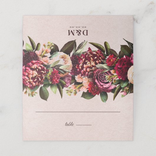 Blush-Rose Platzkarte (Außenseite Aufgefaltet)