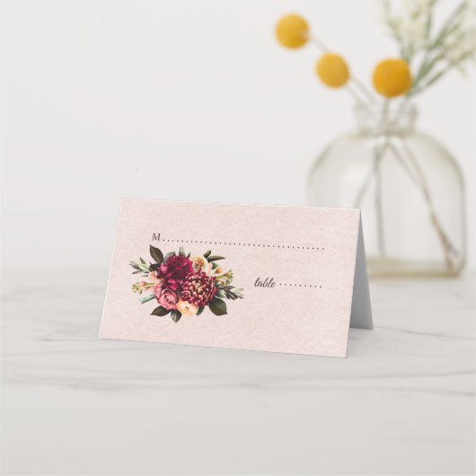 Blush-Rose Platzkarte (Vorderseite)