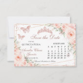 Blush Rose Quinceanera Sweet 16 Calendar Save The Date (Vorderseite)