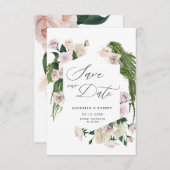 Blush-Rose-raffinierte, blumengeschmückte Save the Einladung (Vorne/Hinten)