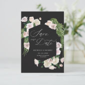 Blush-Rose-raffinierte, blumengeschmückte Save the Einladung (Stehend Vorderseite)