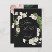 Blush-Rose-raffinierte, blumengeschmückte Save the Einladung (Vorne/Hinten)