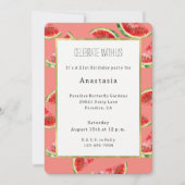 Blush Rose Red Green Watermelons Birthday Einladung (Vorderseite)