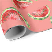 Blush Rose Red Green Watermelons Birthday Geschenkpapier (Rolleneckpunkt)