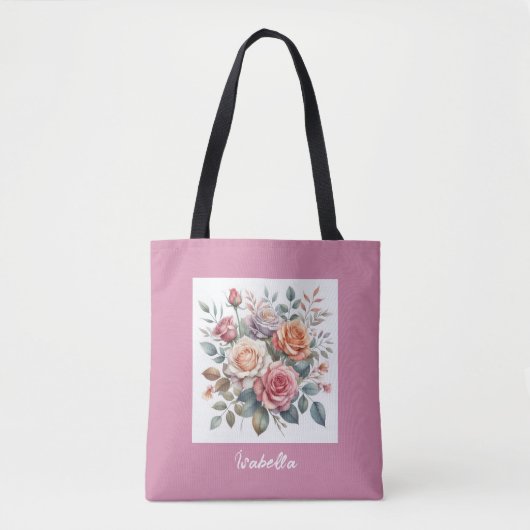 Blush Rose Rhapsody: Aquarelltasche Tasche (Vorderseite)