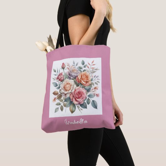 Blush Rose Rhapsody: Aquarelltasche Tasche (Von Nahem)