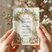 Blush Rose Ribbon Vintage Garden Wedding Einladung