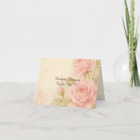 Blush Rose Romantische Vintage Gästekarte Dankeskarte (Vorderseite)