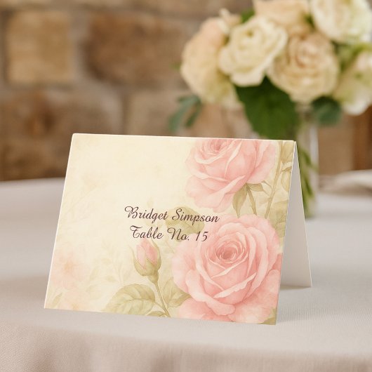 Blush Rose Romantische Vintage Gästekarte Dankeskarte