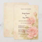 Blush Rose Romantische Vintage Hochzeit Einladung (Vorne/Hinten)