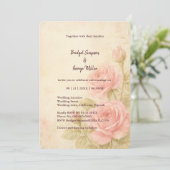Blush Rose Romantische Vintage Hochzeit Einladung (Stehend Vorderseite)