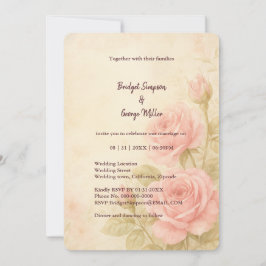 Blush Rose Romantische Vintage Hochzeit Einladung