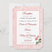 Blush Rose Rosa Blumenzitterung Einladung (Rückseite)