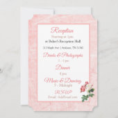 Blush Rose Rosa gestreift Bläserne Hochzeit Einlad Einladung (Rückseite)