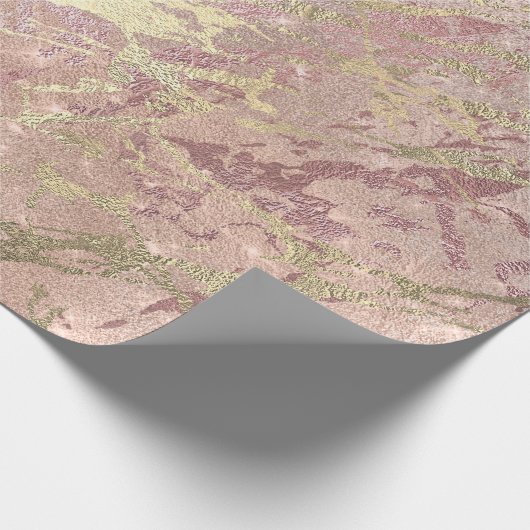 Blush Rose Rosa Marmor Shiny Spark Powder Gold Geschenkpapier (Ecke)