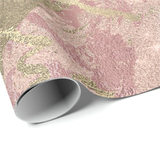 Blush Rose Rosa Marmor Shiny Spark Powder Gold Geschenkpapier (Rolleneckpunkt)