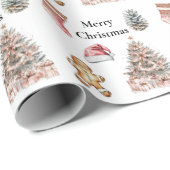 Blush Rose Rosa Weihnachtsbaum Geschenkpapier (Rolleneckpunkt)