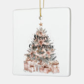 Blush Rose Rosa Weihnachtsbaum Keramikornament (Links)