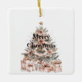 Blush Rose Rosa Weihnachtsbaum Keramikornament (Vorderseite)