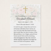 Blush Rose Rosary Draped Memorial Prayer (Rückseite)