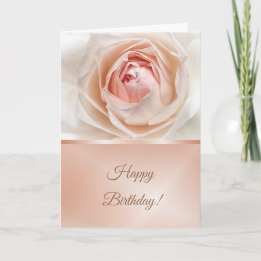 Blush Rose Rose Gold Geburtstag Karte (Vorderseite)