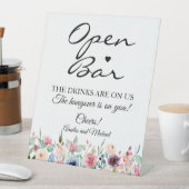 Blush-Rose Signature Script Open Bar Wedding Sockelschild (In Situ)