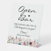 Blush-Rose Signature Script Open Bar Wedding Sockelschild (Vorderseite)