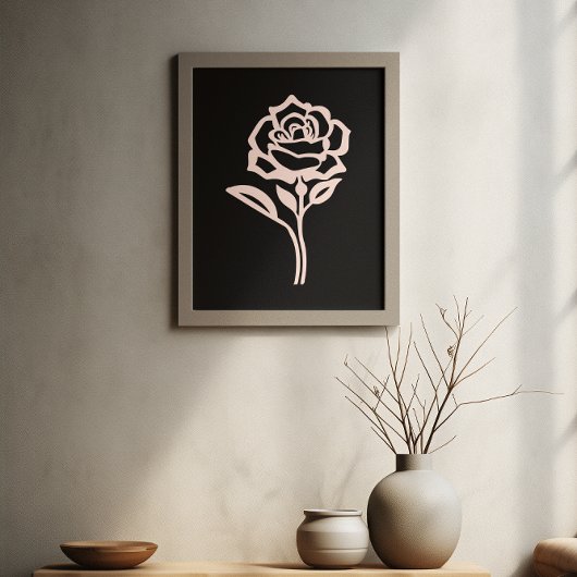 Blush Rose Silhouette Elegantes Poster