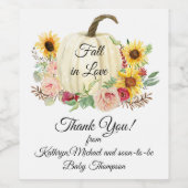 Blush Rose Sonnenblumen Fall Pumpkin Baby Girl Dus Weinetikett (Einzelnes Label)