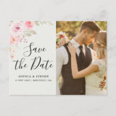 Blush Rose-Themed Elegant Wedding Postkarte (Vorderseite)