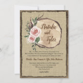Blush Rose Tree Slice Boho Chic Wedding Einladung (Vorderseite)