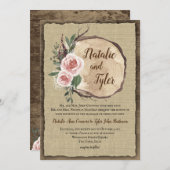 Blush Rose Tree Slice Boho Chic Wedding Einladung (Vorne/Hinten)