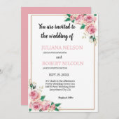 Blush & Rose: Treten Sie uns für unsere Hochzeit b Einladung (Vorne/Hinten)