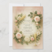 Blush Rose und Gold Champagne Engagement Party Einladung (Vorderseite)