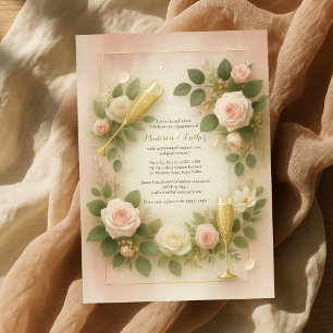 Blush Rose und Gold Champagne Engagement Party Einladung