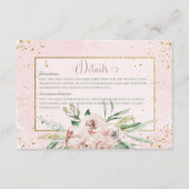 Blush-Rose und Goldakzente für Hochzeitsdetails Begleitkarte (Vorderseite)