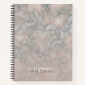 Blush Rose und Graumarmorierte Elegance Sketchbook Notizblock (Vorderseite)