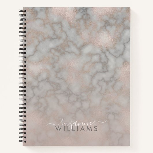Blush Rose und Graumarmorierte Elegance Sketchbook Notizblock (Vorderseite)