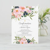 Blush-Rose und Peonies-Bestätigung Einladung (Stehend Vorderseite)