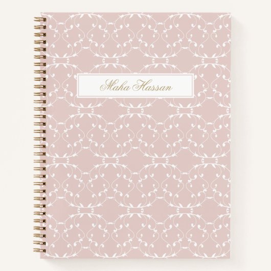 Blush Rose Vine Pattern Journal | Custom Name Notizblock (Vorderseite)