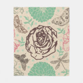 Blush Rose Vintag Gartenmuster Fleecedecke (Vorderseite)