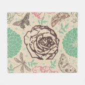 Blush Rose Vintag Gartenmuster Fleecedecke (Vorderseite (Horizontal))