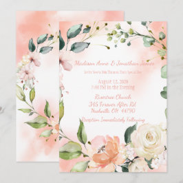 Blush Rose Wasserfarbe Elegantes Skript Hochzeit Einladung