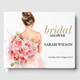 Blush Rose Wasserfarbe Hochzeitskraut Brautparty Gästebuch