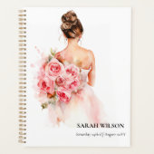 Blush Rose Wasserfarbe Hochzeitskraut Brautparty Planer (Vorderseite)