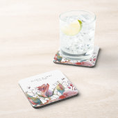 Blush Rose Wasserfarbe Hochzeitskunststoff Unterse Getränkeuntersetzer (Rechte Seite)