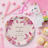 Blush Rose Wasserfarbe Moderne Hochzeit Pappteller (Party)