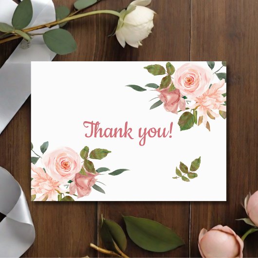 Blush Rose Wasserfarben BläsernBaby Dusche Dankeskarte