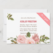 Blush Rose Wasserfarben BläsernBaby Dusche Einladung (Vorderseite)