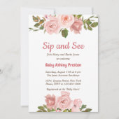 Blush Rose Wasserfarben BläsernBaby Dusche Einladung (Vorderseite)